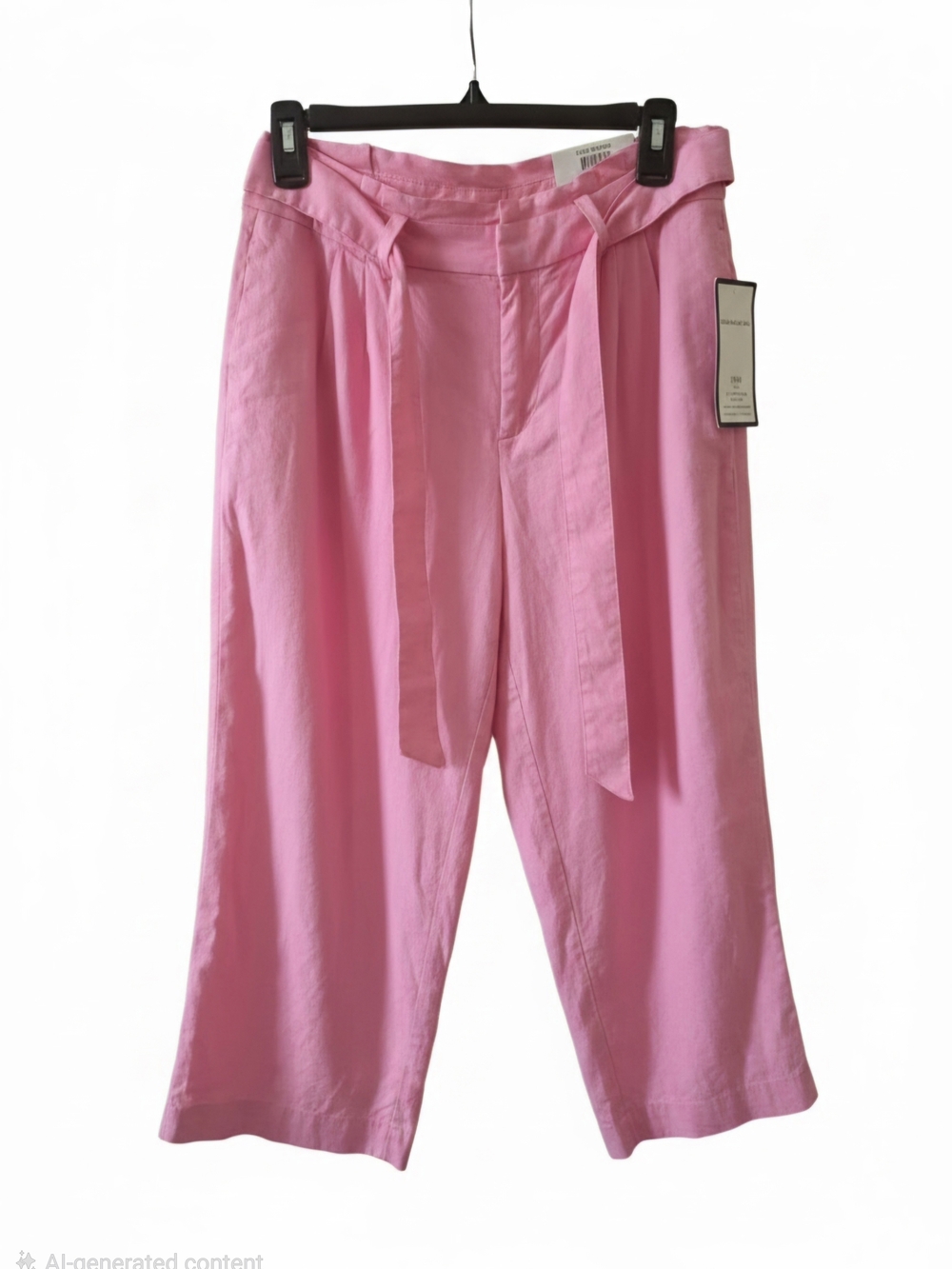 NWT Charter Club Pink Cropped Wide-Leg Pants with Tie Waist